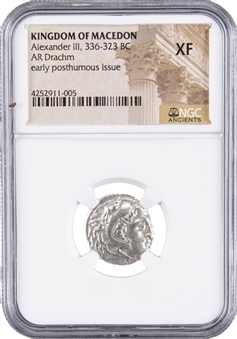Alexander the Great Silver AR Drachm Ancient Coin - NGC XF